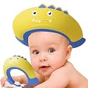 Thcbme Baby Shower Cap Shield, Shower Cap for Kids, Visor Hat for Eye and Ear Protection for 0-9 Years Old Children,Cute Dinosaur shape Makes the Baby Bath More Fun… (Yellow)