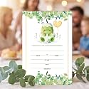 Baby Shower Invitations, 25 Double-Sided Dinosaur Baby Shower Invites with Envelopes, Greenery Dino Gender Reveal Party Decorations Supplies Favors - A03