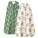 Baby Sleep Sack 0-6 Months, 0.5 TOG Wearable Blanket for Baby Boy and Girl, 2-Way Zipper Newborn and Infant Sleeping Bag 2 Pack, Lightweight Sleep Sacks Green Lion（Small）