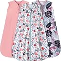 GUNTAIL Baby Sleep Sack 12-18 Months 3 Pack Baby Wearable Blanket 100% Rayon Cotton 2-Way Zipper Toddler Sleeping Sack .Comfy Soft Lightweight TOG 0.3 (Banana&amp;Flower&amp;Pink,)