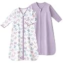Baby Sleep Sack 18-24 Months, Long Sleeve Baby Wearable Blanket 0.5 Tog with Mittens, 2-Way Zipper Toddler Cotton Sleeping Sack for Boy and Girl Purple Butterfly 2 Pack(XLarge)
