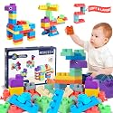Baby Soft Blocks Set, Big Building Block Toys, Soft Rubber Blocks for Toddlers 1-3 STEM Educational Toddler Gifts, Baby Soft Blocks Sensory Stacking Toys, 80PCS