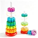 Baby Spinning Stacking Toys Sensory Toys for Toddlers 1-3, Rainbow Ring Spin Montessori Toys for Babies 6-12 Months, Autism Learning Toy for 1 2 3 One Year Old Girl Boy Christmas Birthday Gifts