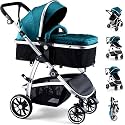 Hagaday Baby Stroller, 2-in-1 Reversible Toddler Seat with Lie-Flat Mode