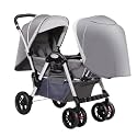 Baby Stroller for Twins-Cozy Compact Twin Stroller, Double Infant Stroller with Tandem Seating,Oversized Canopy, Tandem Umbrella Stroller for Girls Boys (Color : Gray 1)