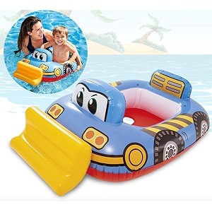baby swimming pool float cute car design kids toddler inflatable summer beach floatie boat swim tube ring with safety seat floating mattress raft for for kids years old walker-tube-blue