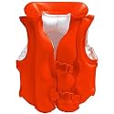 Baby Swimming Pool Float, Cute Car Design Kids Toddler Inflatable Summer Beach Floatie Boat Swim Tube Ring with Safety Seat Floating Mattress Raft for for Kids Years Old (Life Jacket-Orange)