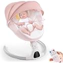 Baby Swing for Infants,Comfort Cradling Baby Rocker Portable Newborn Swing with Music/Remote Control/Timing Function,Pink