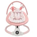 Baby Swing for Infants, Electric Baby Swing with Bluetooth, Portable Infant Swing with 5 Speeds, 10 Songs, 5-Point Harness & Remote Control, for Newborns Infants Indoor Outdoor Use (Floral)