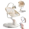 Baby Swing for Infants to Toddler, Electric Baby Swing with Sturdy Shield-Shaped Base, 180° Rotation Portable Infant Swing with 5 Speeds & 12 Lullabies for Newborn Baby Boy Girl Up to 20 lbs, White
