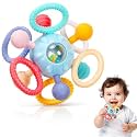Baby Teething Toys for 0-6 6-12 Months, BPA-Free Silicone Teether, Infant Sensory Chew Rattles Toys, Gifts for Infant Newborn Boys Girls 0 3 6 9 12 18 Months, Sky Blue