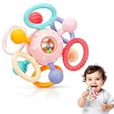 Baby Teething Toys for 0-6 6-12 Months, BPA-Free Silicone Teether, Infant Sensory Chew Rattles Toys, Gifts for Infant Newborn Boys Girls 0 3 6 9 12 18 Months, Light Pink