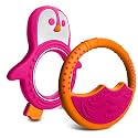 Baby Teething Toys for Newborn, Infants 0-6 Months Silicone Teethers for Babies 6-12 Months BPA Free (Penguin - Pink &amp; Orange)