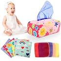 Baby Tissue Box - Montessori Toys for 6-12 Months, 1 Year Old - Soft Stuffed High Contrast Crinkle Infant Sensory Toy, Boys&amp;Girls Toddler Early Learning Baby Gifts