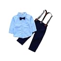Baby Toddler Boy Formal Gentleman Suits,Dress Short Shirt With Bowtie+Suspender Pants Dressy Outfit
