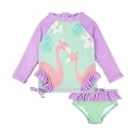 Baby Toddler Boy Long Sleeve Two-Piece Rash Guard Set Swimsuit with UPF50+ Sun Protection for 0-6 Years
