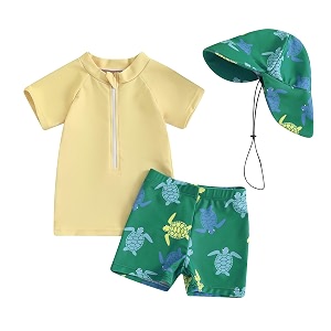 baby and toddler boys39 3-piece swimsuit set kids bathing suit swimwear with hat surfing suit upf 50 fba