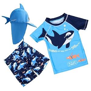 baby and toddler boys39 3-piece swimsuit set kids bathing suit swimwear with hat surfing suit upf 50 fba