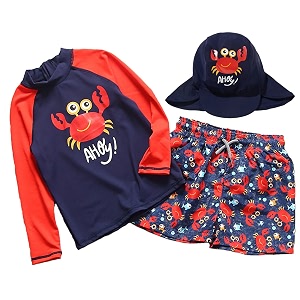 baby and toddler boys39 3-piece swimsuit set kids bathing suit swimwear with hat surfing suit upf 50 fba