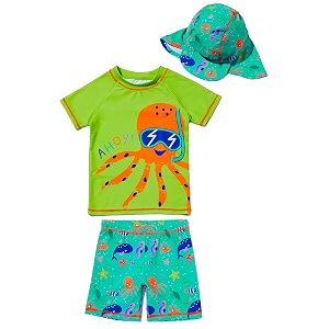 baby and toddler boys39 3-piece swimsuit set kids bathing suit swimwear with hat surfing suit upf 50 fba
