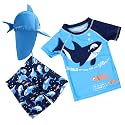 Baby and Toddler Boys' 3-Piece Swimsuit Set Kids Bathing Suit Swimwear with Hat Surfing Suit UPF 50+ FBA