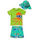 Baby and Toddler Boys' 3-Piece Swimsuit Set Kids Bathing Suit Swimwear with Hat Surfing Suit UPF 50+ FBA