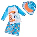 Baby and Toddler Boys' 3-Piece Swimsuit Set Kids Bathing Suit Swimwear with Hat Surfing Suit UPF 50+ FBA