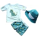Baby and Toddler Boys' 3-Piece Swimsuit Set Kids Bathing Suit Swimwear with Hat Surfing Suit UPF 50+ FBA
