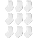 Baby Toddler Crew Socks, Non Slip Sole Combed Cotton for Boy Girl 9 Pairs
