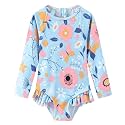 Baby and Toddler Girls One Piece Rash Guard Swimsuits for Girls Long Sleeve Swim Shirts with Sun Protection
