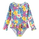 Baby and Toddler Girls One Piece Rash Guard Swimsuits for Girls Long Sleeve Swim Shirts with Sun Protection
