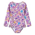 Baby and Toddler Girls One Piece Rash Guard Swimsuits for Girls Long Sleeve Swim Shirts with Sun Protection