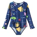 Baby and Toddler Girls One Piece Rash Guard Swimsuits for Girls Long Sleeve Swim Shirts with Sun Protection