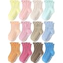 Baby Toddler Girls Socks Grip Ruffle Non Slip Kids Cotton 12 Pack Socks