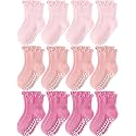 Baby Toddler Girls Socks Grip Ruffle Non Slip Kids Cotton 12 Pack Socks