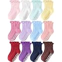 Baby Toddler Girls Socks Grip Ruffle Non Slip Kids Cotton 12 Pack Socks