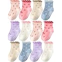 Baby Toddler Girls Socks Grip Ruffle Non Slip Kids Cotton 12 Pack Socks