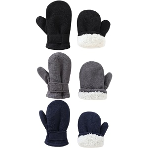 baby toddler mittens boys girls winter outdoor gloves kids easy-on fleece warm mitterns