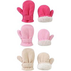 baby toddler mittens boys girls winter outdoor gloves kids easy-on fleece warm mitterns