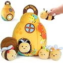 Baby Toys for Baby Infant 0-3-6-12 Months, Soft Beehive Toddlers Busy Toys with 5 Sensory Plush Bees - Bells, Crinkle, Rattles, Mirror & Textures, Stuffed Animals for Boy, Girl Christmas Birthday Gift