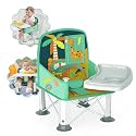 Baby Travel Booster Seat with Double Tray, BabyBond Upgraded Toddler Portable Baby Chair, Booster Seat for Dining Table, Stable and Foldable Booster Baby Chair for Indoor/Outdoor use (Cyan)