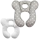 Baby Travel Pillow, Infant Pillow for Car Seat Pushchair and Stroller, Soft Comfortable Neck Support for Kids Newborn and Toddler - Star Grey