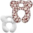 Baby Travel Pillow, Upgrade U-Shape Infant Pillow for Car Seat Pushchair and Stroller, Soft Comfortable Neck Support for Kids Newborn and Toddler - Flower Red