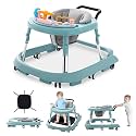 Baby Walker Foldable with Music and Lights,Portable Baby Walker with Wheels,9 Adjustable Heights,Removable Tray&amp;Footrest, Speed Adjustable,Infant Toddler Walker for Baby Boy Girls 6-18 Months(Green)