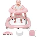 Baby Walker with Wheels, One-Touch Foldable Walker &amp; 7‑Level Height Adjust