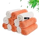 Baby Washcloths 12 Pack,Super Soft Face Towels,10''x10'',White+Orange