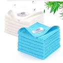 JEFFSUN Baby Washcloths 12 Pack,Super Soft Face Towels,10''x10'',White+Blue