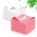 JEFFSUN Baby Washcloths 12 Pack,Super Soft Face Towels,10''x10'',White+Pink