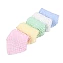 Baby Washcloths Natural Cotton Kids Wipes Soft Newborn Baby Face Towel Shower Cloth, 5 Pack 12x12 inches (Multicolored)