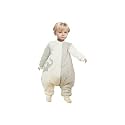 Baby Wearable Blanket With Leg Grey Unisex Cotton 12-24 Months Toddler Sleep Sack 18M Removable Sleeves Early Walk Sleeping Bag Quilted Fill 1-2T Infant Winter Tog 2.5 Warm Kids Sleeper
